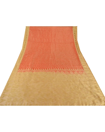 Sanskriti Vintage Peach Sarees Art Silk Woven Craft 5 Yard Fabric Premium Sari, PS-52688-Peach-Woven Work-Art Silk-7