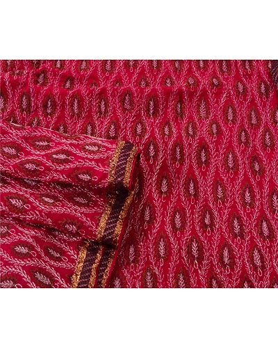Sanskriti Vintage Red Sarees Pure Georgette Silk Hand Embroidered Fabric Sari, PS-52719-Red-Zari/Thread Work-100% Pure Georgette Silk-2