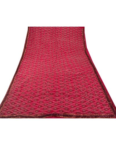 Sanskriti Vintage Red Sarees Pure Georgette Silk Hand Embroidered Fabric Sari, PS-52719-Red-Zari/Thread Work-100% Pure Georgette Silk-7