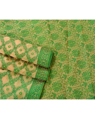Sanskriti Vintage Cream Sarees Art Silk Woven Craft 5 Yd Fabric Premium Sari, PS-52799-Cream-Woven Work-Art Silk-2
