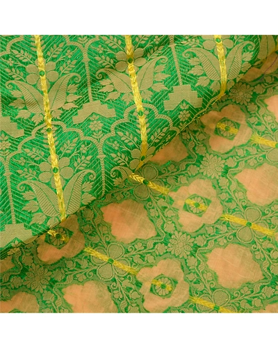 Sanskriti Vintage Cream Sarees Art Silk Woven Craft 5 Yd Fabric Premium Sari, PS-52799-Cream-Woven Work-Art Silk-3