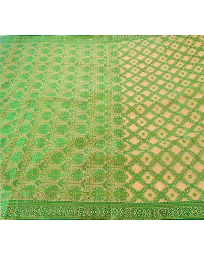 Sanskriti Vintage Cream Sarees Art Silk Woven Craft 5 Yd Fabric Premium Sari, PS-52799-Cream-Woven Work-Art Silk-5