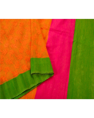 Sanskriti Vintage Orange Sarees Pure Silk Woven Craft Fabric Premium Sari, PS-52810-Orange-Woven Work-100% Pure Silk-1