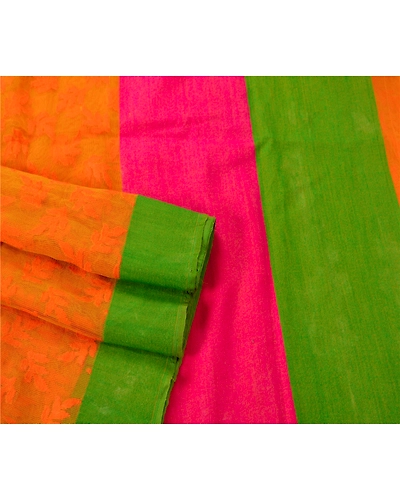 Sanskriti Vintage Orange Sarees Pure Silk Woven Craft Fabric Premium Sari, PS-52810-Orange-Woven Work-100% Pure Silk-2