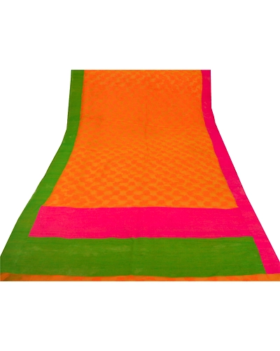 Sanskriti Vintage Orange Sarees Pure Silk Woven Craft Fabric Premium Sari, PS-52810-Orange-Woven Work-100% Pure Silk-7