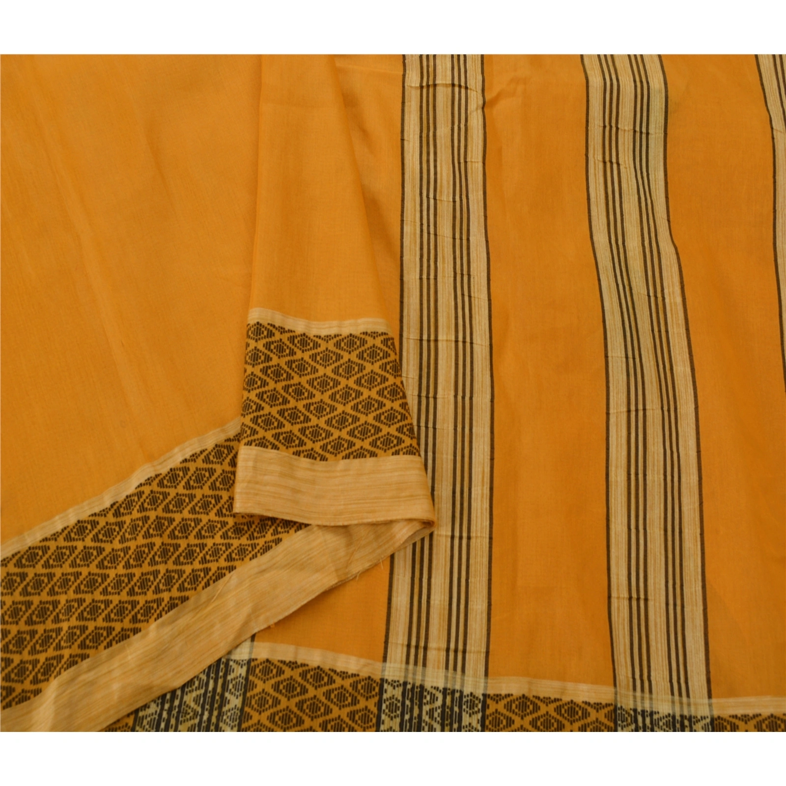 Sanskriti Vintage Saffron Sarees Art Silk Woven Craft 5 Yd Fabric Premium Sari, PS-52811-Saffron-Woven Work-Art Silk-1