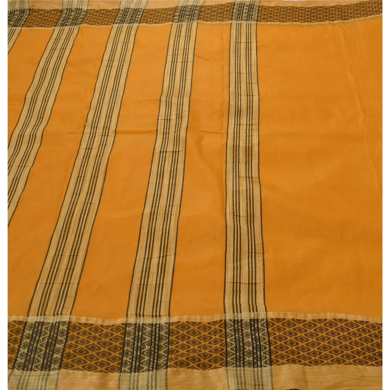 Sanskriti Vintage Saffron Sarees Art Silk Woven Craft 5 Yd Fabric Premium Sari, PS-52811-Saffron-Woven Work-Art Silk-5