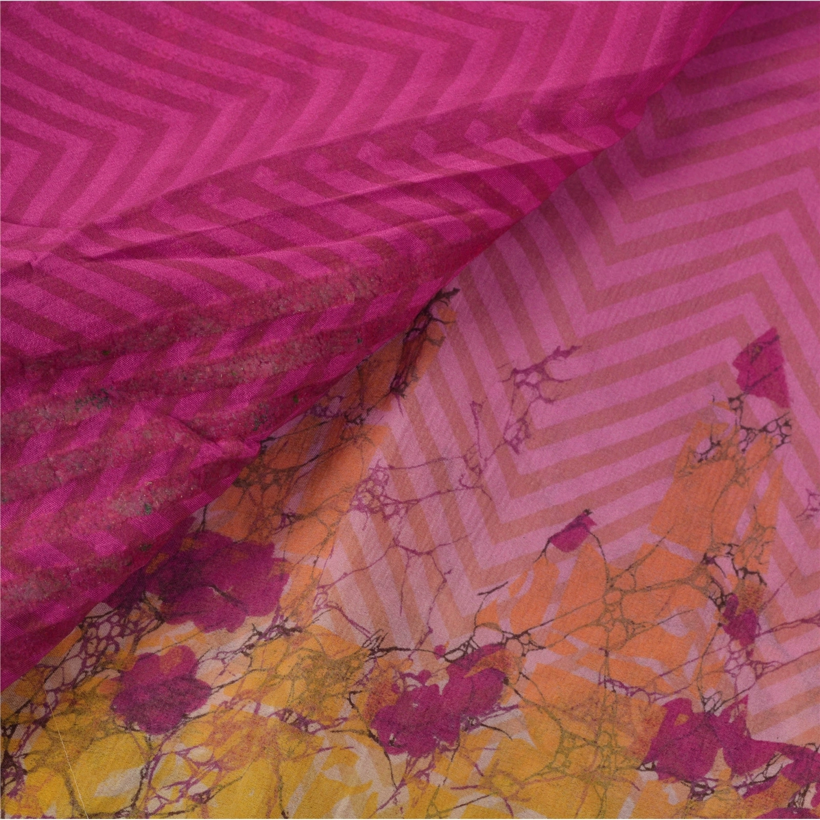 Sanskriti Vintage Pink Sarees Blend Silk Embroidered Craft Fabric Cultural Sari, PS-52837-Pink-Beads Work-Blend Silk-3