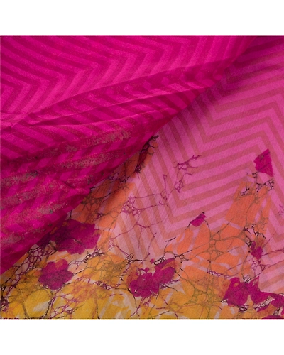 Sanskriti Vintage Pink Sarees Blend Silk Embroidered Craft Fabric Cultural Sari, PS-52837-Pink-Beads Work-Blend Silk-3
