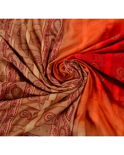 Sanskriti Vintage Sarees Pure Silk Hand Embroidered Craft Fabric Painted Sari, PS-52888-Multi-Thread/Painted Work-100% Pure Silk-6