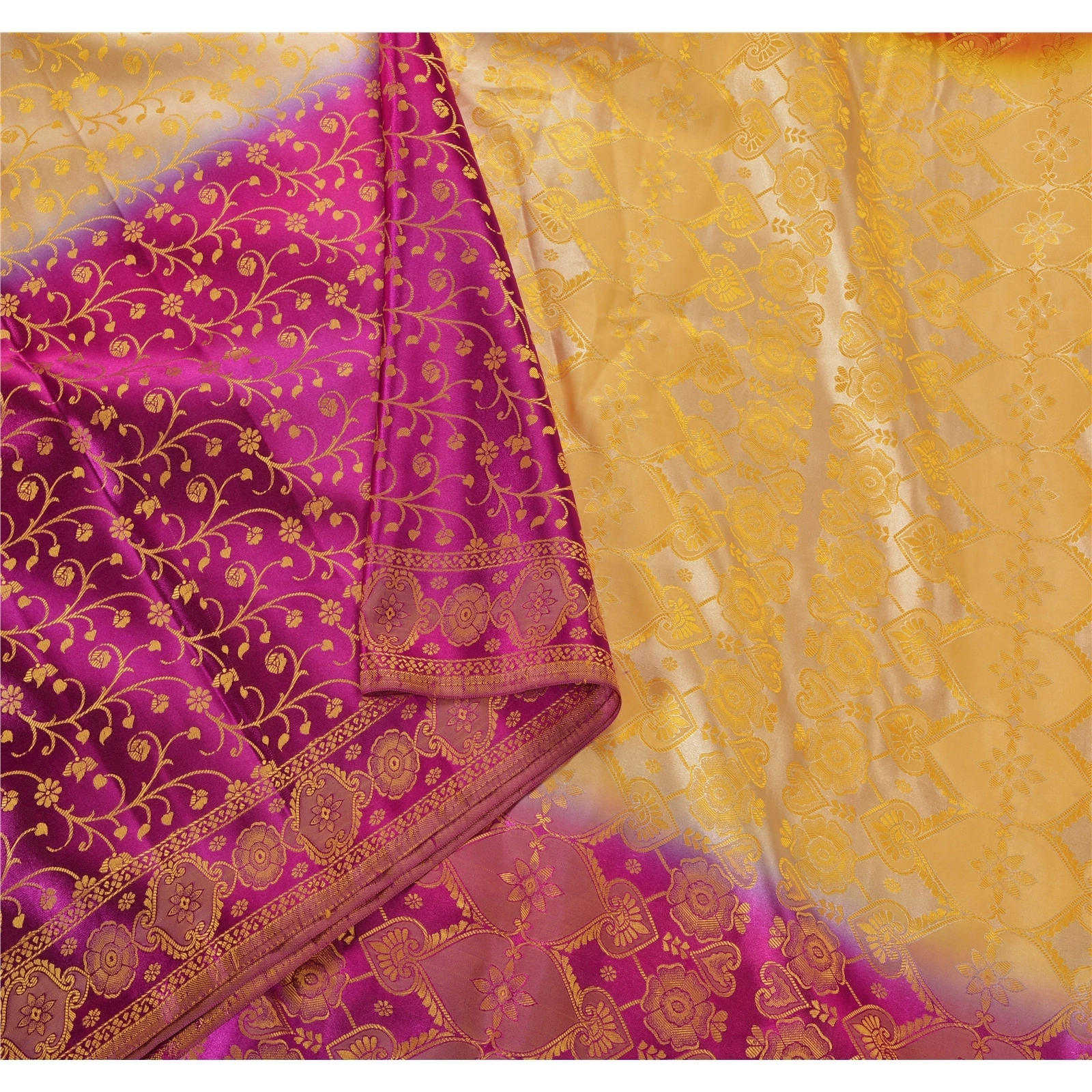 Sanskriti Vintage Indian Sari Art Silk Woven Craft 5 Yd Fabric Premium Sarees, PS-52982-Multi-Woven Work-Art Silk-1