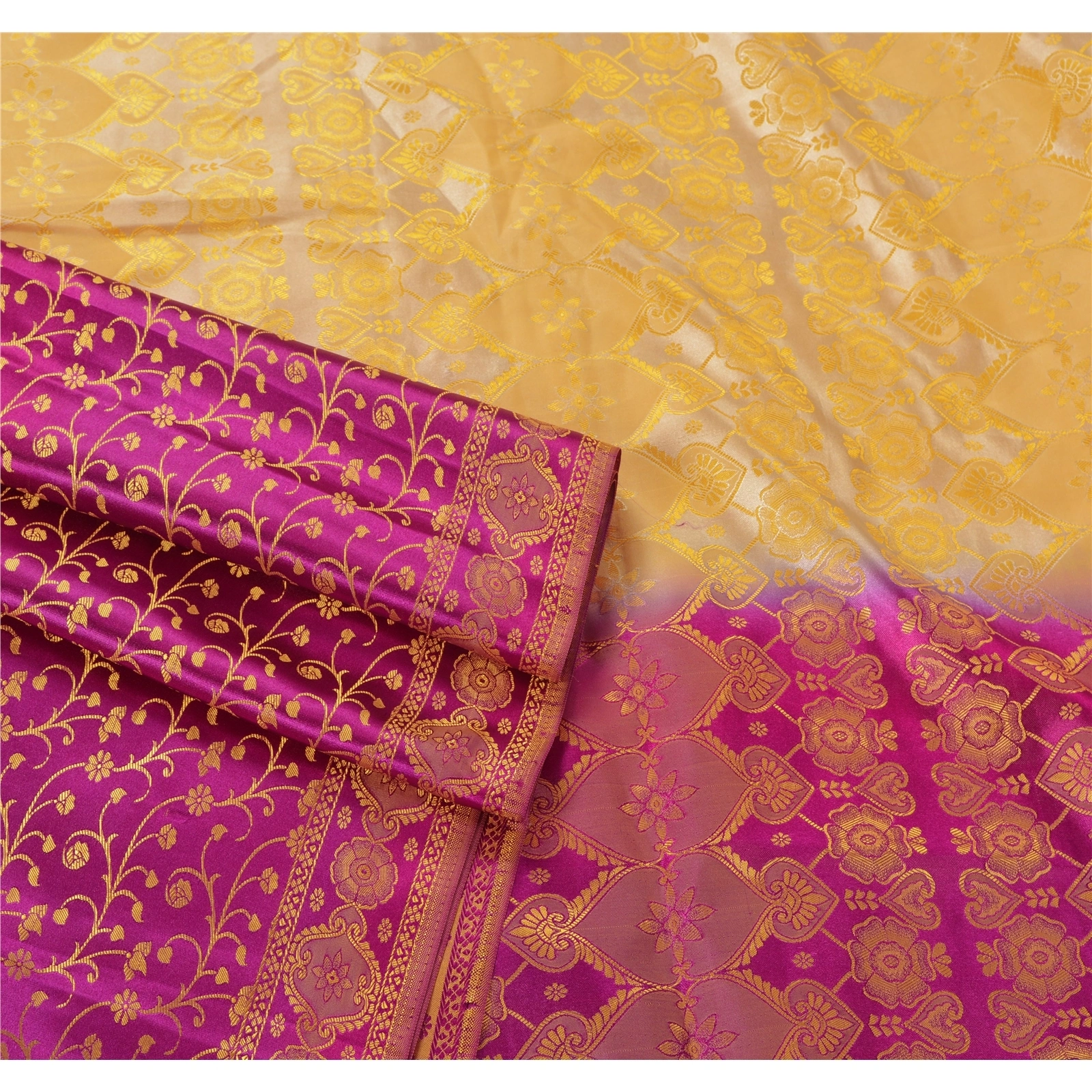 Sanskriti Vintage Indian Sari Art Silk Woven Craft 5 Yd Fabric Premium Sarees, PS-52982-Multi-Woven Work-Art Silk-2