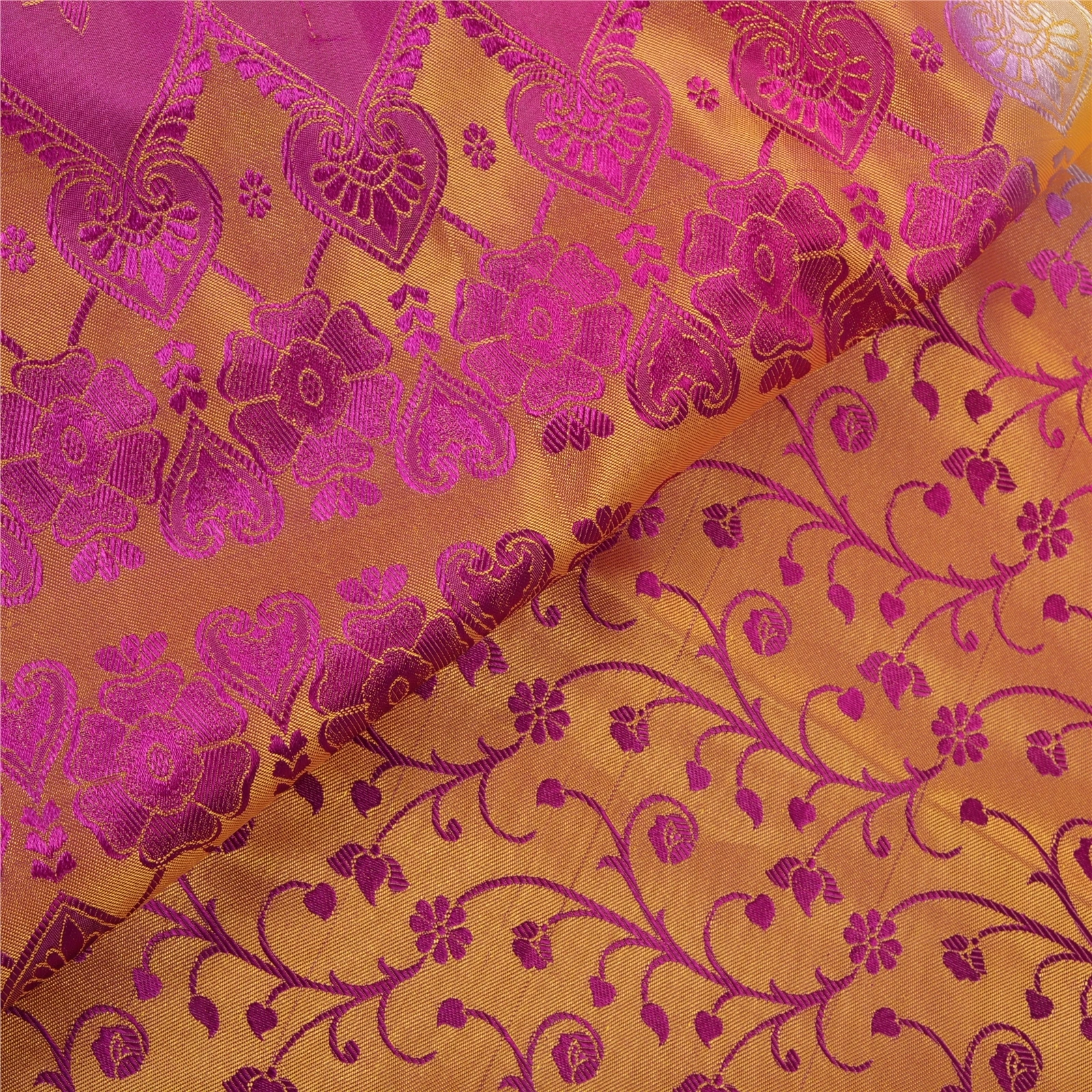 Sanskriti Vintage Indian Sari Art Silk Woven Craft 5 Yd Fabric Premium Sarees, PS-52982-Multi-Woven Work-Art Silk-3