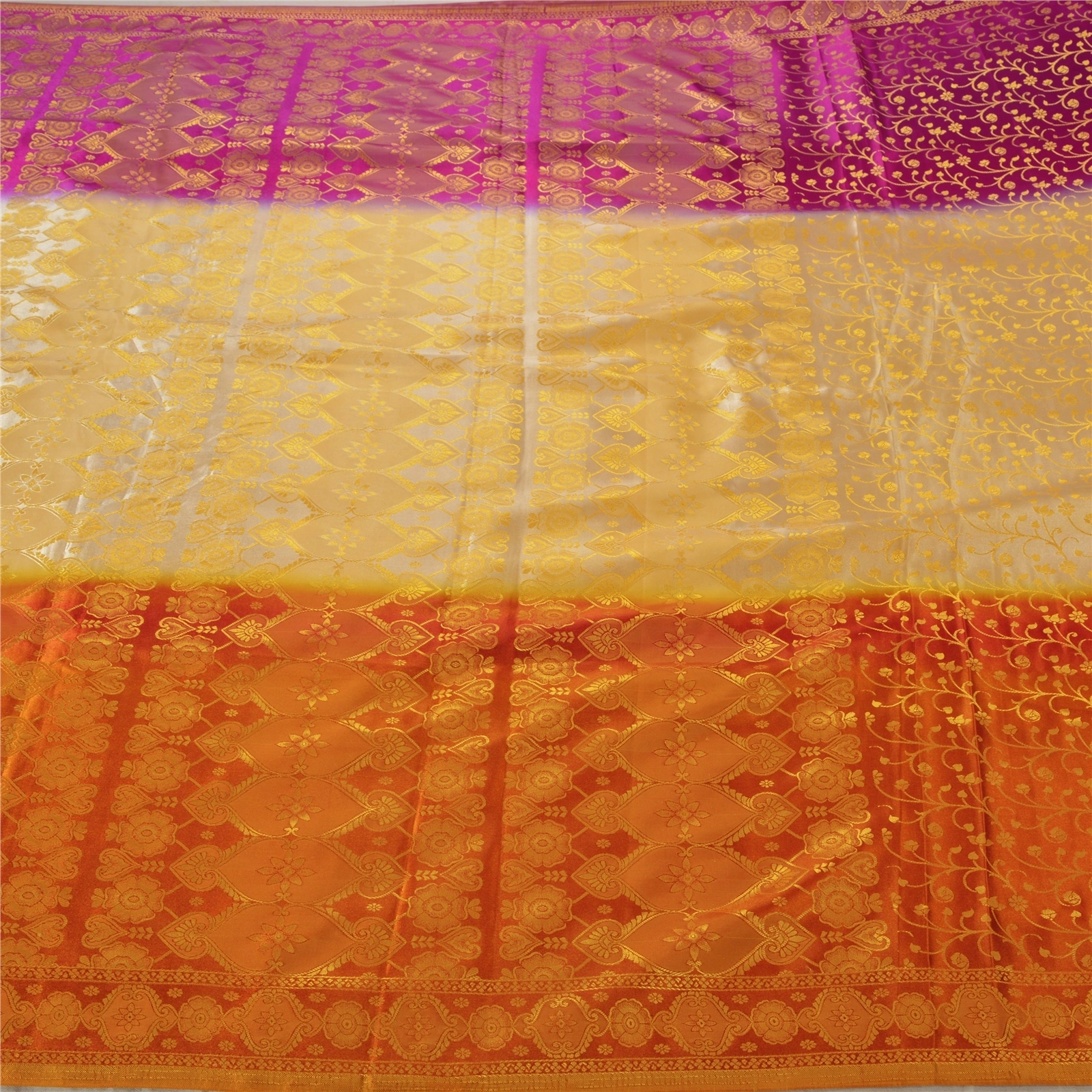 Sanskriti Vintage Indian Sari Art Silk Woven Craft 5 Yd Fabric Premium Sarees, PS-52982-Multi-Woven Work-Art Silk-5