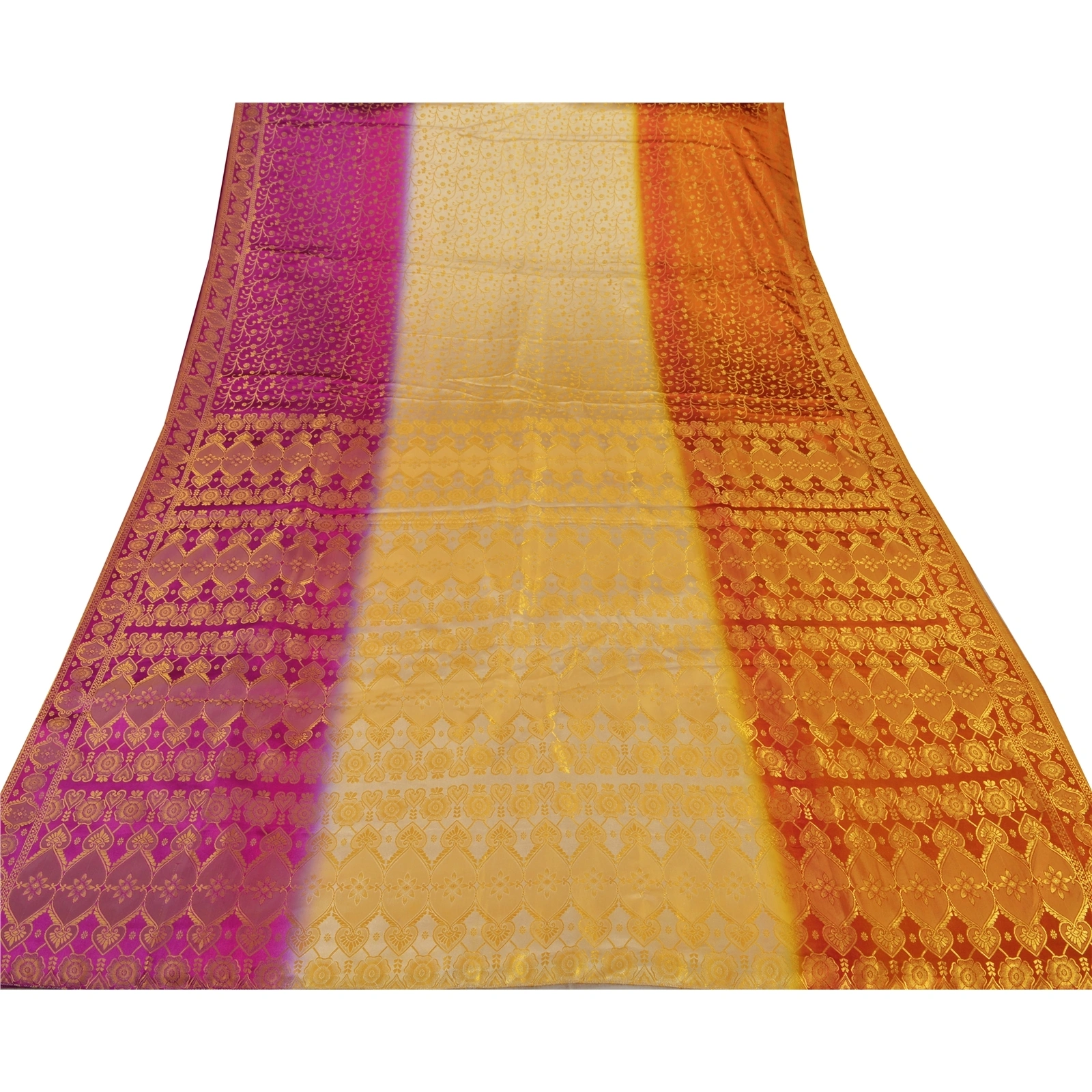 Sanskriti Vintage Indian Sari Art Silk Woven Craft 5 Yd Fabric Premium Sarees, PS-52982-Multi-Woven Work-Art Silk-7