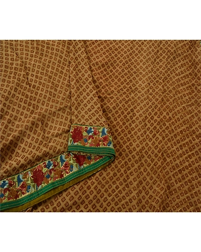 Sanskriti Vintage Brown Sarees Blend Georgette Embroidered Fabric Cultural Sari, PS-52988-Brown-Thread/Printed Work-Blend Georgette-1