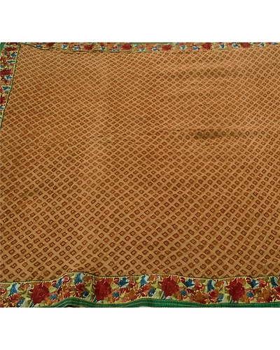Sanskriti Vintage Brown Sarees Blend Georgette Embroidered Fabric Cultural Sari, PS-52988-Brown-Thread/Printed Work-Blend Georgette-5