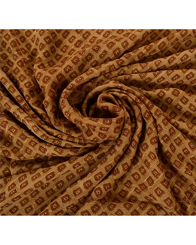 Sanskriti Vintage Brown Sarees Blend Georgette Embroidered Fabric Cultural Sari, PS-52988-Brown-Thread/Printed Work-Blend Georgette-6