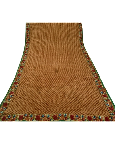 Sanskriti Vintage Brown Sarees Blend Georgette Embroidered Fabric Cultural Sari, PS-52988-Brown-Thread/Printed Work-Blend Georgette-7