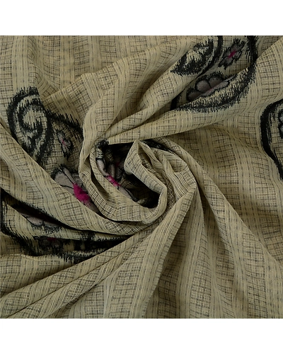 Sanskriti Vintage Cream Sarees Art Silk Embroidered Woven Craft 5 Yd Fabric Sari, PS-53004-Cream-Thread/Woven Work-Art Silk-6