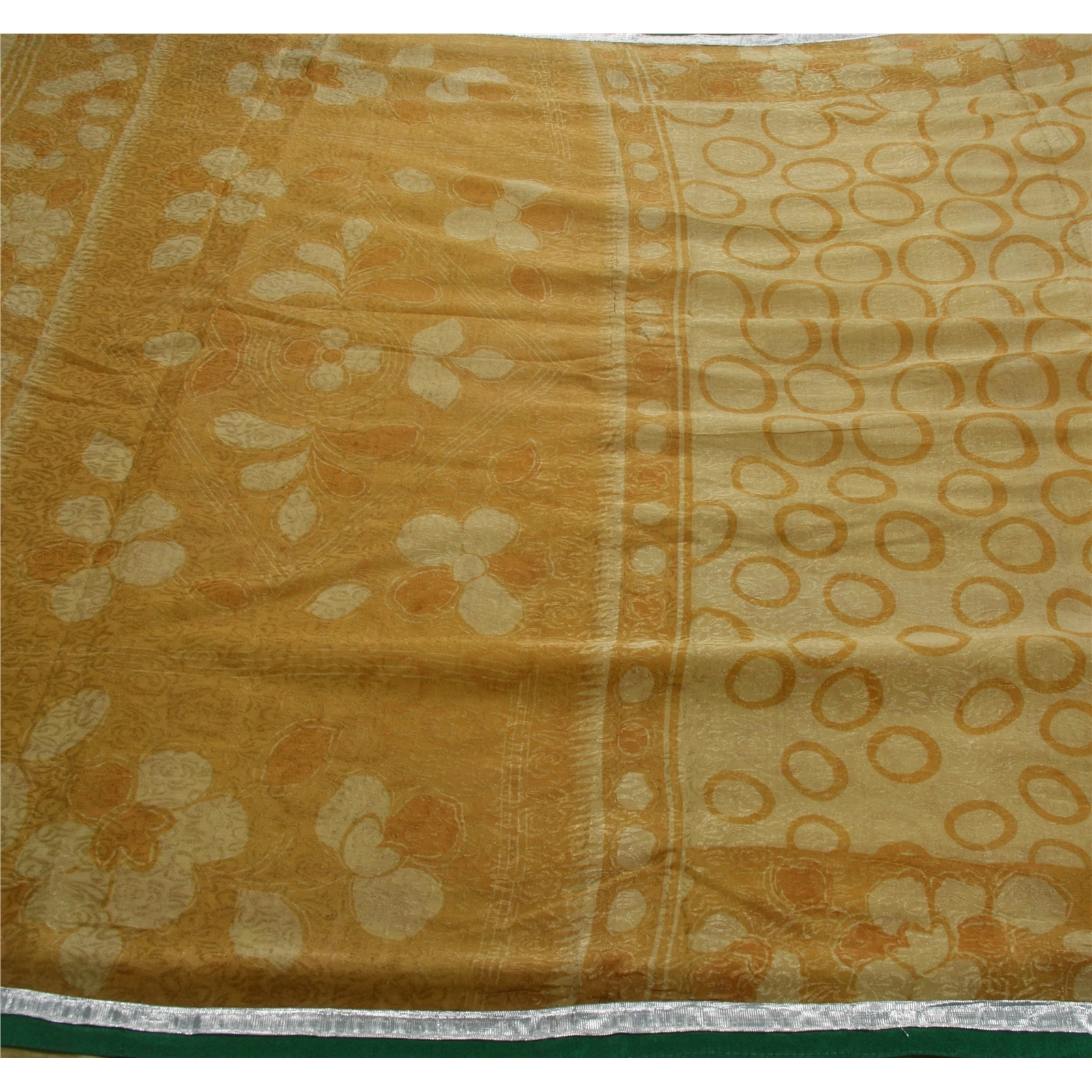 Sanskriti Vintage Green Sarees Blend Silk Woven Embroidered Craft Fabric Sari, PS-53284-Green-Patch/Woven Work-Blend Silk-5