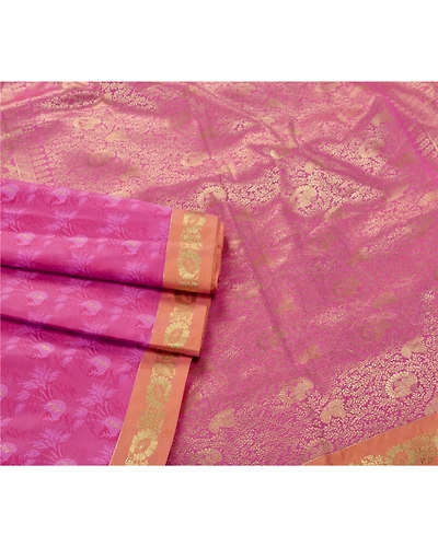 Sanskriti Vintage Pink Sarees Art Silk Woven Craft Zari Fabric Premium 5 Yd Sari, PS-53365-Pink-Zari Work-Art Silk-2