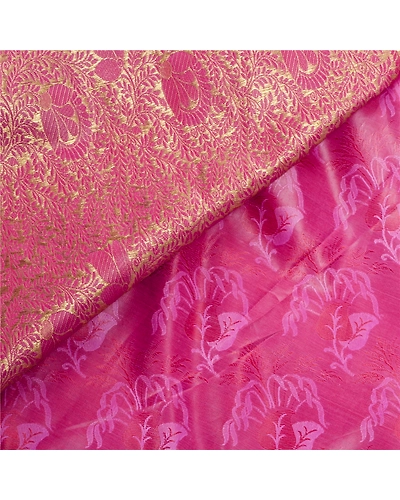 Sanskriti Vintage Pink Sarees Art Silk Woven Craft Zari Fabric Premium 5 Yd Sari, PS-53365-Pink-Zari Work-Art Silk-3