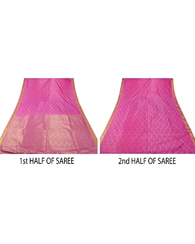 Sanskriti Vintage Pink Sarees Art Silk Woven Craft Zari Fabric Premium 5 Yd Sari, PS-53365-Pink-Zari Work-Art Silk-4