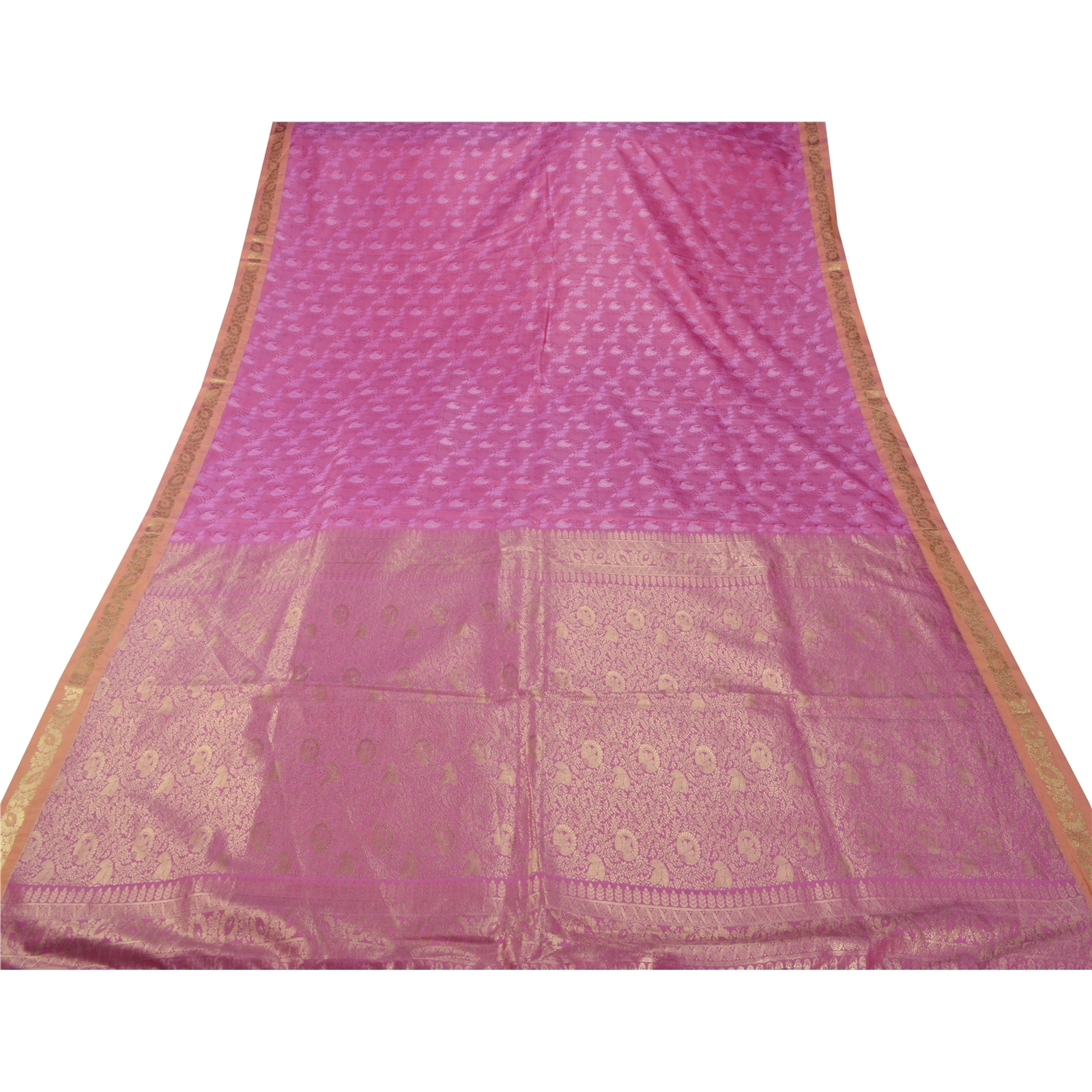 Sanskriti Vintage Pink Sarees Art Silk Woven Craft Zari Fabric Premium 5 Yd Sari, PS-53365-Pink-Zari Work-Art Silk-7