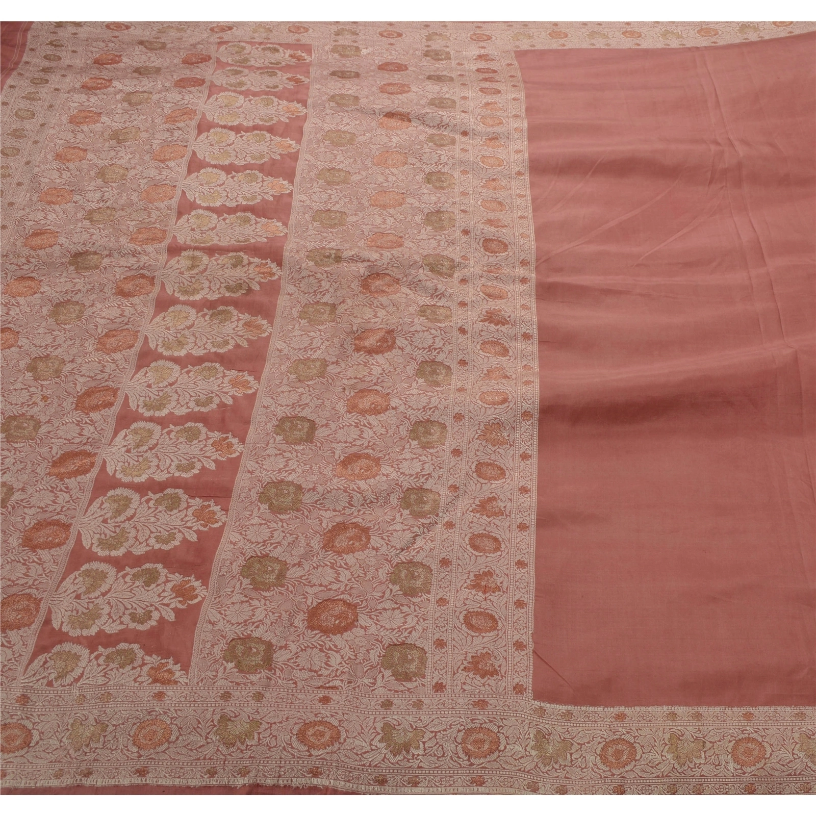 Peach Saree Art Silk Woven Craft Fabric Premium 5 Yard Sari, PS-53382-Peach-Woven Work-Art Silk-5