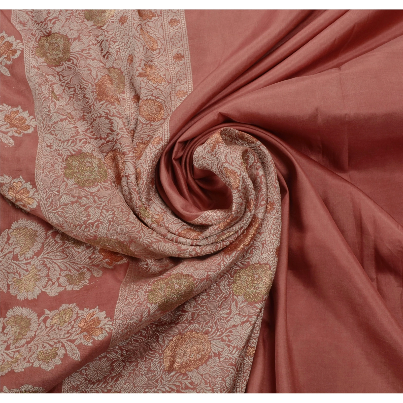 Peach Saree Art Silk Woven Craft Fabric Premium 5 Yard Sari, PS-53382-Peach-Woven Work-Art Silk-6