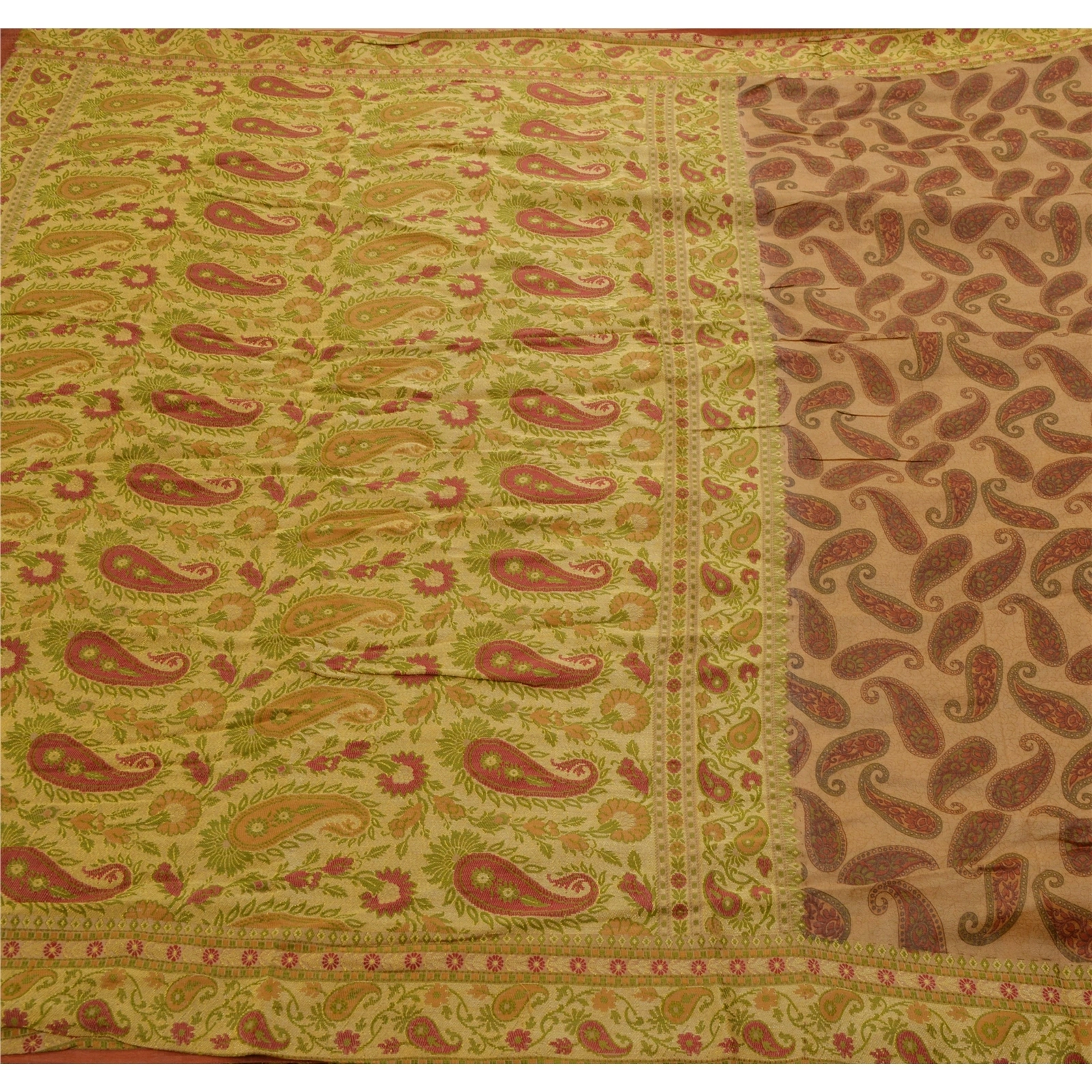 Sanskriti Vintage Brown Sarees Pure Silk Woven Craft Indian Sari Premium Fabric, PS-53408-Brown-Woven Work-100% Pure Silk-5