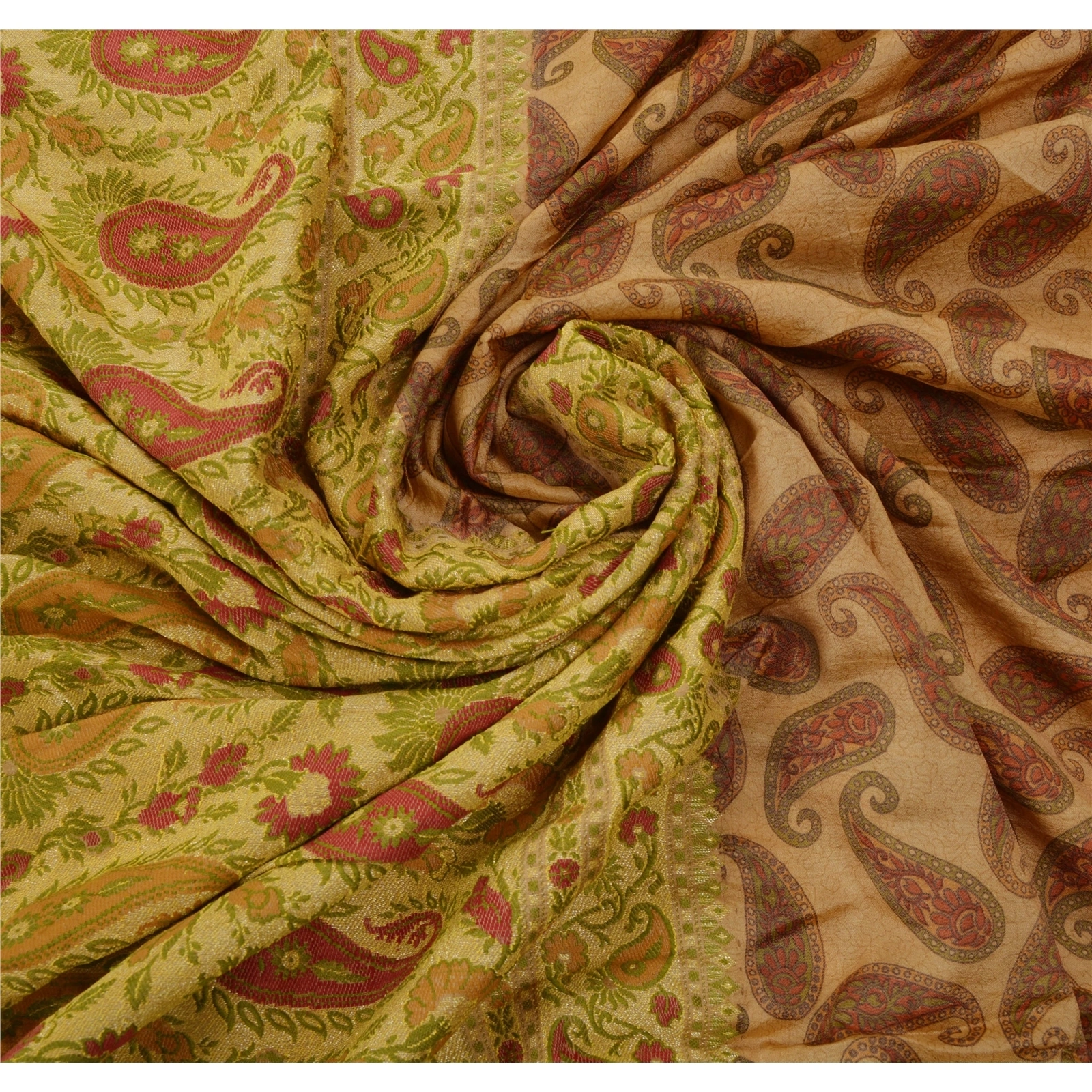 Sanskriti Vintage Brown Sarees Pure Silk Woven Craft Indian Sari Premium Fabric, PS-53408-Brown-Woven Work-100% Pure Silk-6