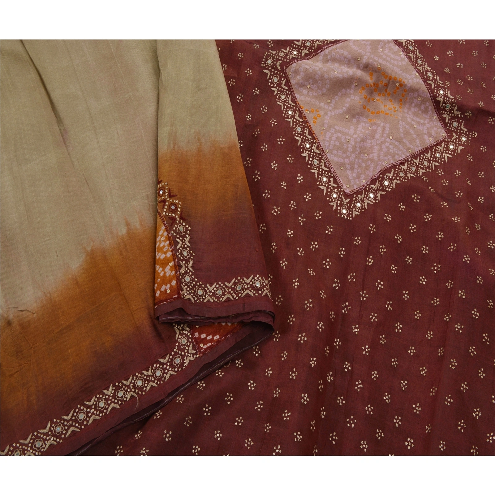 Sanskriti Vintage Brown Sarees 100% Pure Silk Woven Craft Fabric 5 Yd Sari, PS-53427-Brown-Zari Work-100% Pure Silk-1