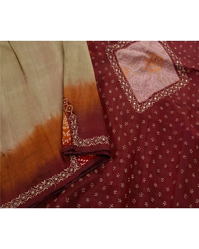 Sanskriti Vintage Brown Sarees 100% Pure Silk Woven Craft Fabric 5 Yd Sari, PS-53427-Brown-Zari Work-100% Pure Silk-1