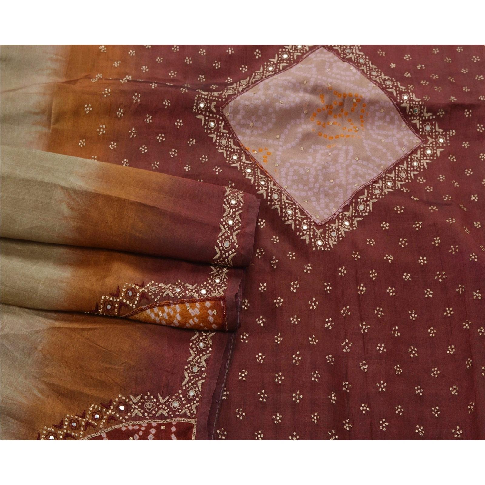 Sanskriti Vintage Brown Sarees 100% Pure Silk Woven Craft Fabric 5 Yd Sari, PS-53427-Brown-Zari Work-100% Pure Silk-2