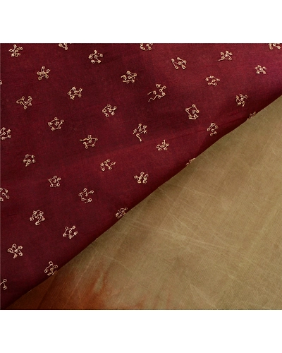 Sanskriti Vintage Brown Sarees 100% Pure Silk Woven Craft Fabric 5 Yd Sari, PS-53427-Brown-Zari Work-100% Pure Silk-3