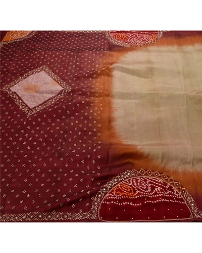 Sanskriti Vintage Brown Sarees 100% Pure Silk Woven Craft Fabric 5 Yd Sari, PS-53427-Brown-Zari Work-100% Pure Silk-5