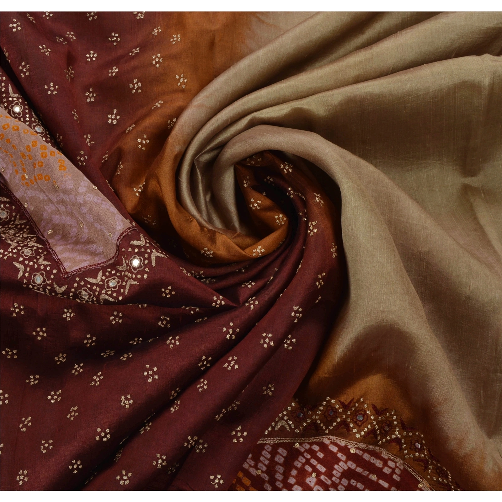 Sanskriti Vintage Brown Sarees 100% Pure Silk Woven Craft Fabric 5 Yd Sari, PS-53427-Brown-Zari Work-100% Pure Silk-6