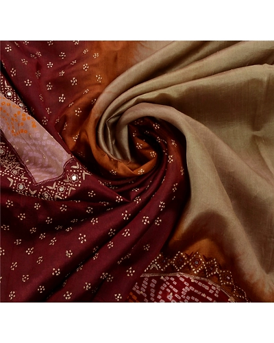 Sanskriti Vintage Brown Sarees 100% Pure Silk Woven Craft Fabric 5 Yd Sari, PS-53427-Brown-Zari Work-100% Pure Silk-6