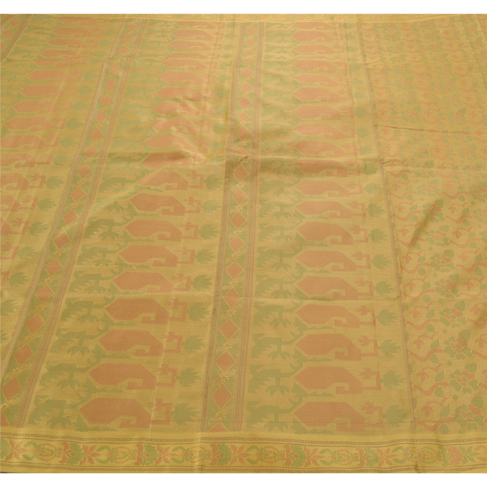 Sanskriti Vintage Cream Sarees Art Silk Woven Craft Fabric Premium 5 Yard Sari, PS-53545-Cream-Woven Work-Art Silk-5