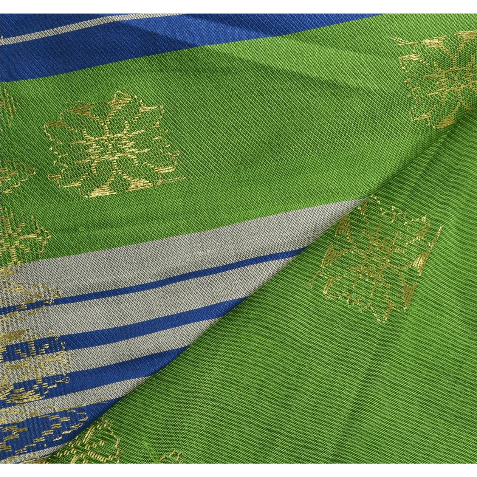 Sanskriti Vintage Green Sarees Art Silk Brocade Woven Craft Fabric Premium Sari, PS-53579-Green-Woven Work-Art Silk-1