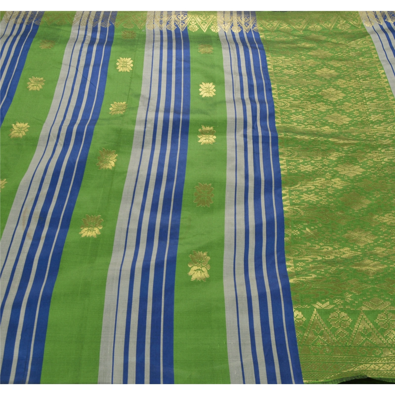 Sanskriti Vintage Green Sarees Art Silk Brocade Woven Craft Fabric Premium Sari, PS-53579-Green-Woven Work-Art Silk-5