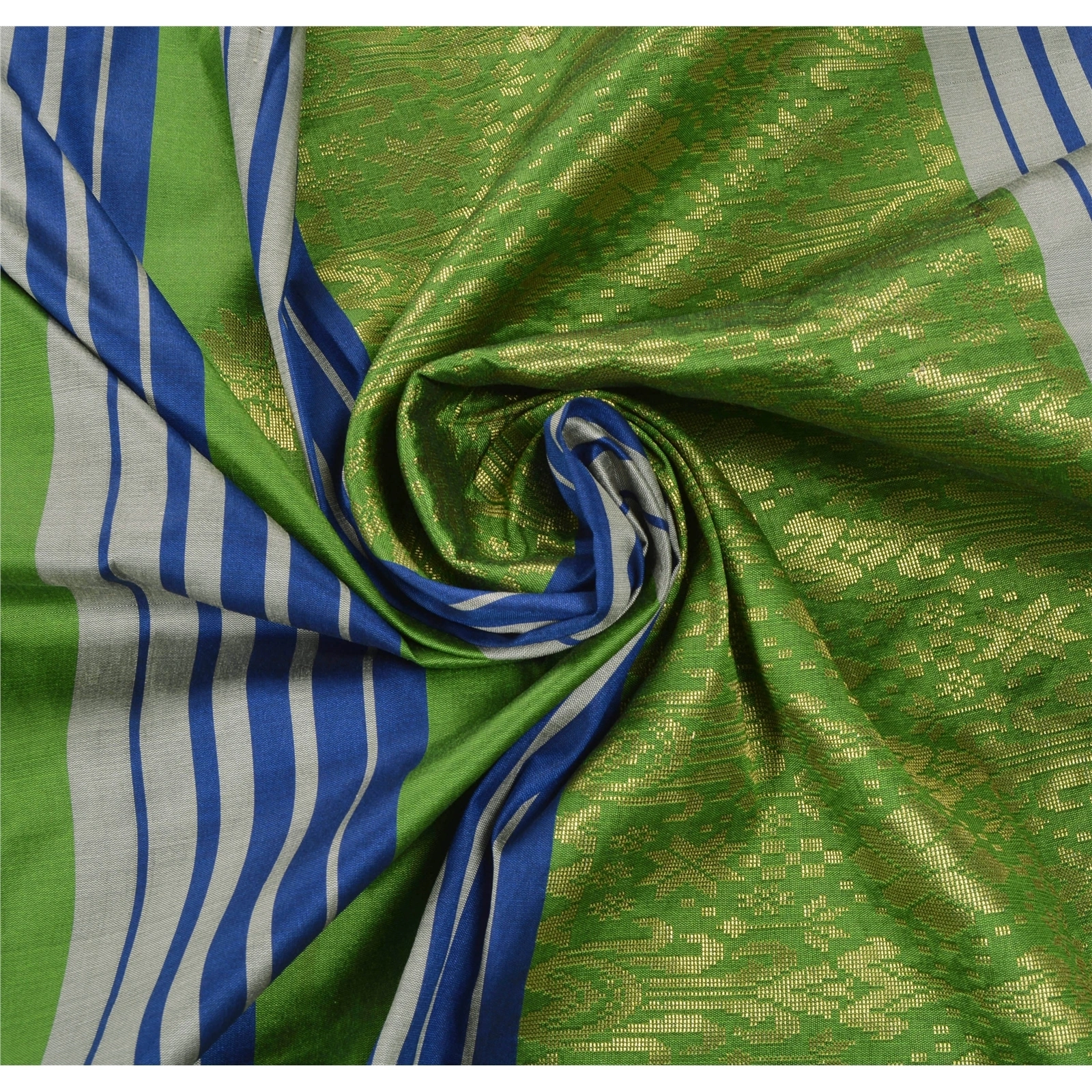 Sanskriti Vintage Green Sarees Art Silk Brocade Woven Craft Fabric Premium Sari, PS-53579-Green-Woven Work-Art Silk-6