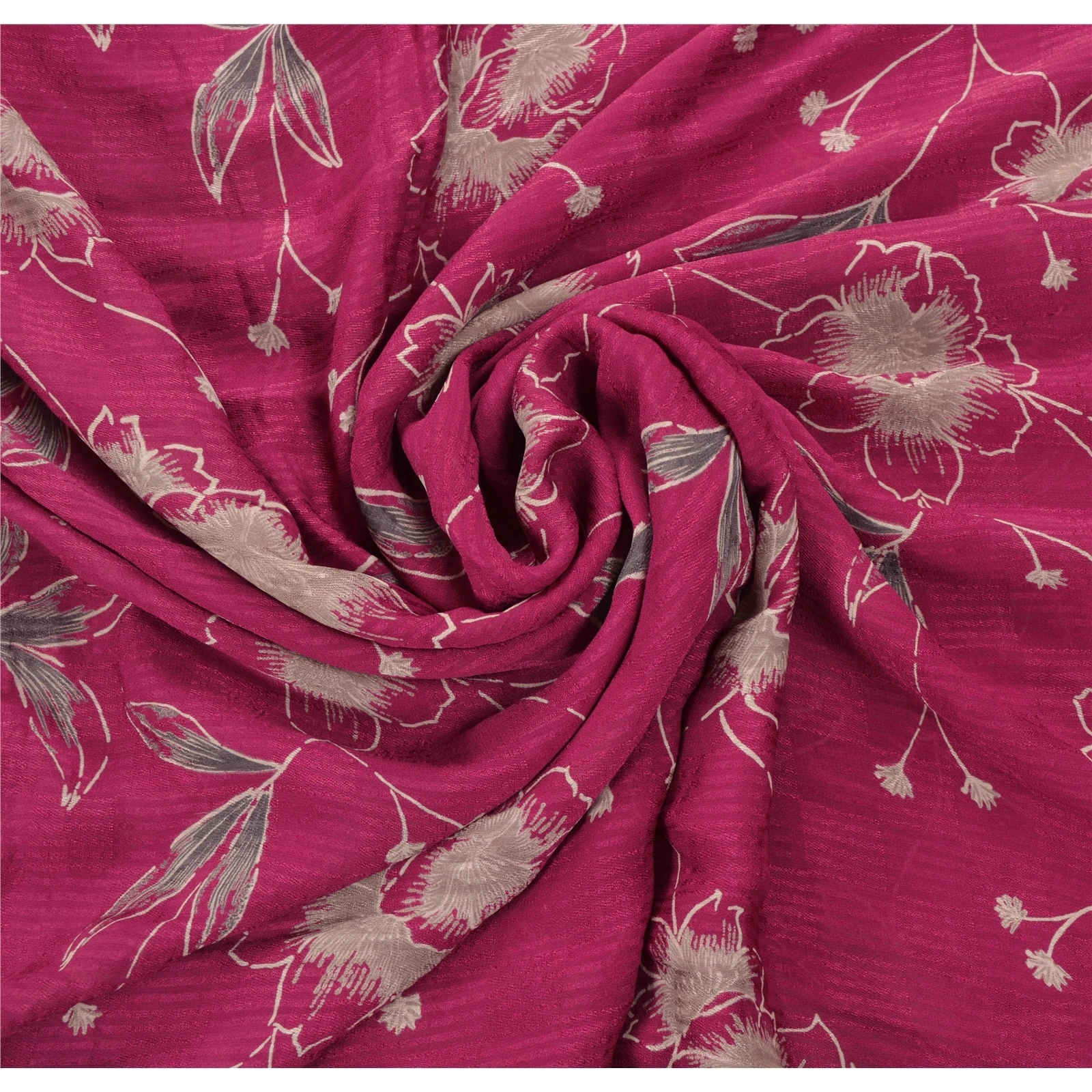 Sanskriti Vintage Sarees Pure Georgette Silk Hand Beaded Bollywood Sari Fabric, PS-53598-Pink-Lace Work-100% Pure Georgette Silk-6