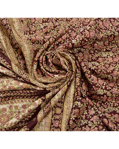 Sanskriti Vintage Brown Sarees Pure Silk Embroidered Craft Fabric 5 Yard Sari, PS-53635-Brown-Thread Work-100% Pure Silk-6