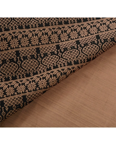 Sanskriti Vintage Brown Sarees Art Silk Woven Craft Fabric Premium 5 Yard Sari, PS-53666-Brown-Woven Work-Art Silk-3