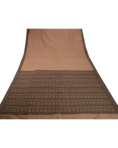 Sanskriti Vintage Brown Sarees Art Silk Woven Craft Fabric Premium 5 Yard Sari, PS-53666-Brown-Woven Work-Art Silk-7