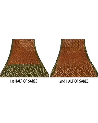 Sanskriti Vintage Green Sarees Blend Georgette Woven Craft Fabric Premium Sari, PS-53719-Green-Woven Work-Blend Georgette-4