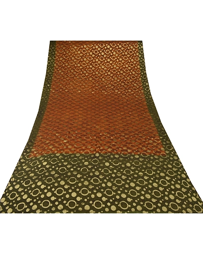 Sanskriti Vintage Green Sarees Blend Georgette Woven Craft Fabric Premium Sari, PS-53719-Green-Woven Work-Blend Georgette-7